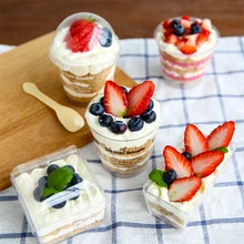 Высокое качество еда класс Tiramisu Высокая чашки для пудинга формы экологически чистые нетоксичные дерево Chaff кекс украшения торта инструменты diner