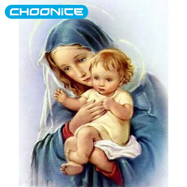 Virgin Mary Diamond Painting Jesus Christ Child Religious