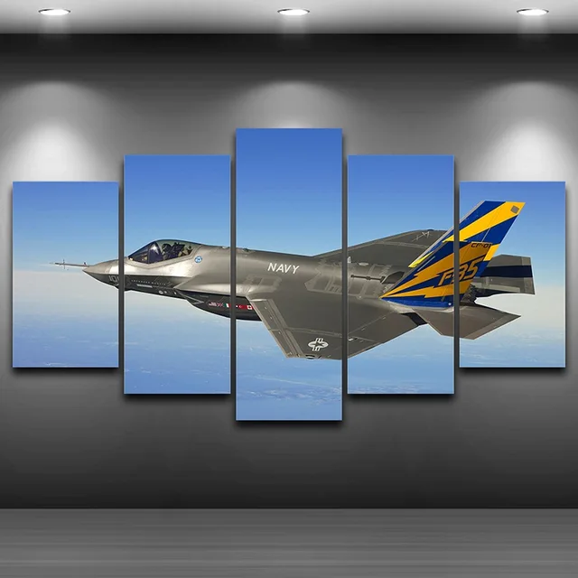 Fighter Plane Framed wall art picture Printed Home Decor Spray Oil