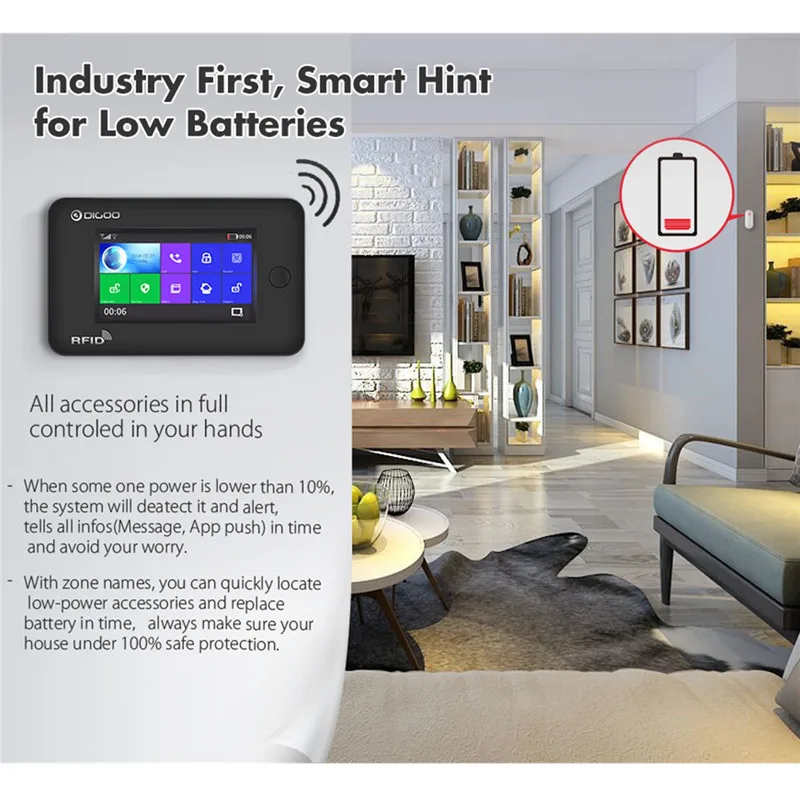 Digoo DG-HAMA todos la pantalla táctil Alexa versión 433 MHz GSM y WIFI DIY sistema de alarma del Monitor de seguridad del hogar inteligente