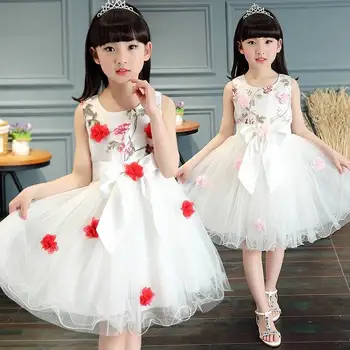 

Girls dress spring and autumn girl floral princess dress 2019 new summer dress Korean version of the big children's vest dress