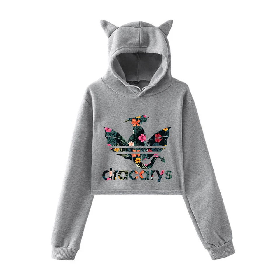 Kpop Game Of Thrones Dracarys Women Hoodie Crop Top Cat Ear Hooded Sweatshirt Harajuku Winter Women Hoodies Exposed Pullovers Kpop Game Of Thrones Dracarys Women Hoodie Crop Top Cat Ear Hooded Sweatshirt Harajuku Winter Women Hoodies Exposed Pullovers