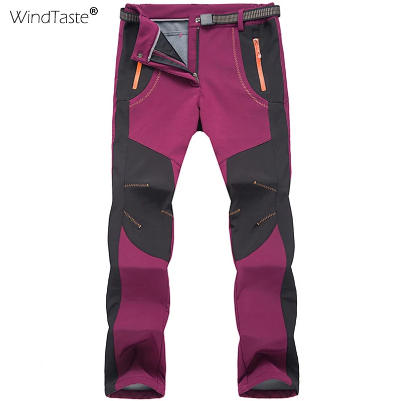 WindTaste las mujeres de los hombres de invierno térmico senderismo pantalón impermeable al aire libre senderismo Camping caliente pantalones de Softshell hombre mujer KA041