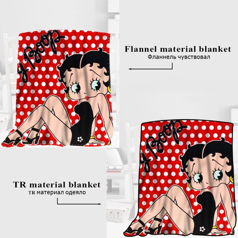 Пользовательские Betty Boop одеяла из фланелевой ткани 120X160 см, 150X180 см, 175X200 см диван кровать пледы одеяло для взрослых теплое одеяло