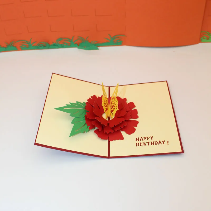  3D Happy Birthday Butterfly In Love with Flowers Paper Invitation Greeting Cards PostCard Valentine - 32842059834
