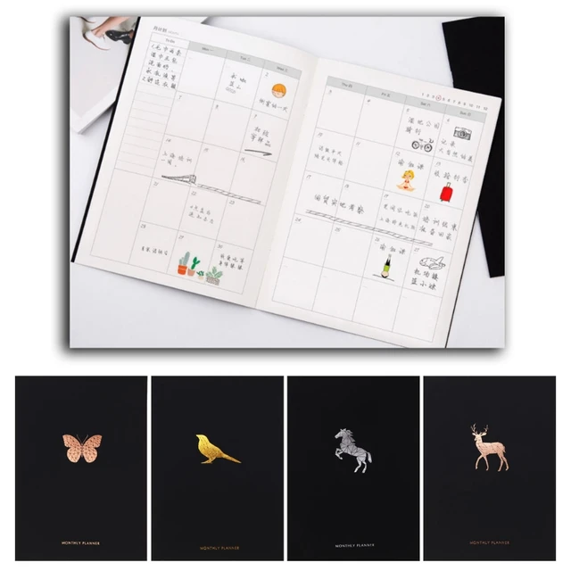 gold animal design schedule monthly planner organizer notebook a4 monthly planner organizer