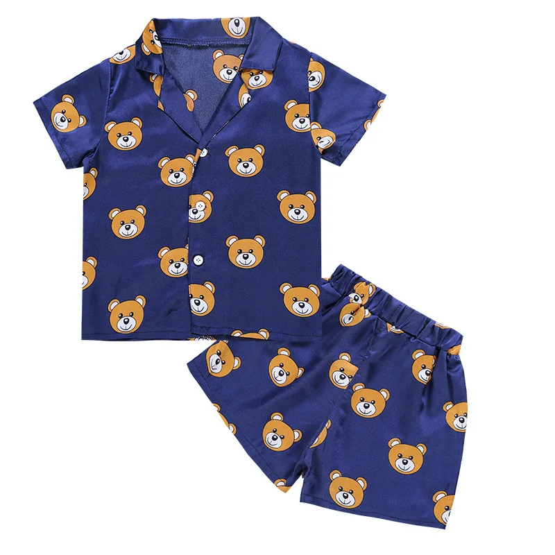 Fashion-2018-summer-Children's-Causal-set-t-shirts-and-shorts-boys-girls-bear-pattern-Suits-pajamas-clothes-2pcs-Home-clothes