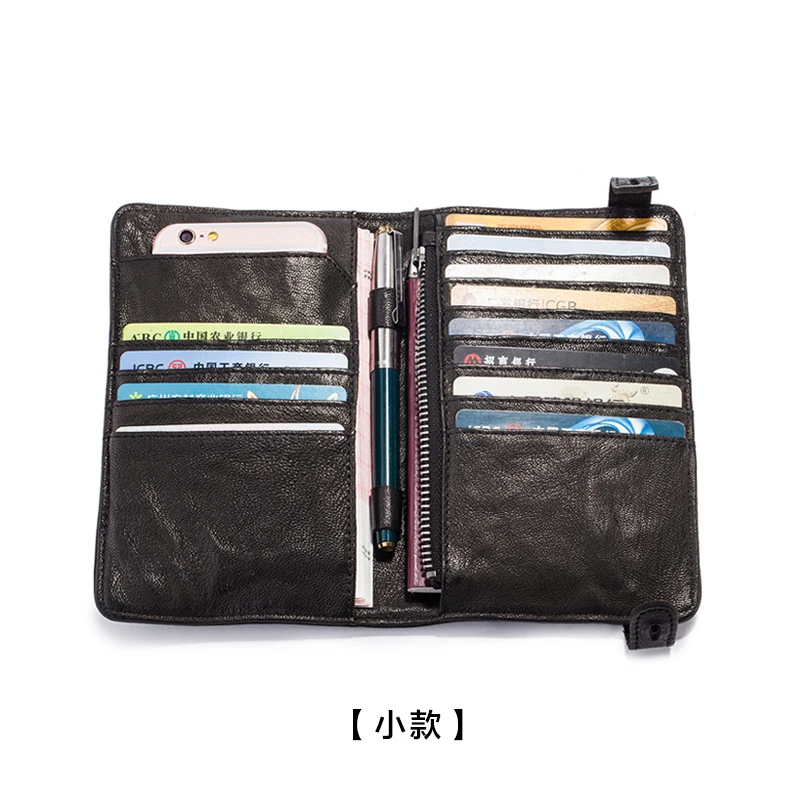 Ретро Чехол для мобильного телефона для мужчин удлиненный бумажник из натуральной кожи, для документов паспорт сумка для путешествий мульти-карты из овечьей кожи клатчи кошельки