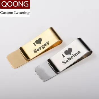 

QOONG Stainless Steel Brass Lovers' Metal Money Clips Holder Couple Metal Clip Wallet Mens Slim Pocket Bill Clip Clamp QZ40-003