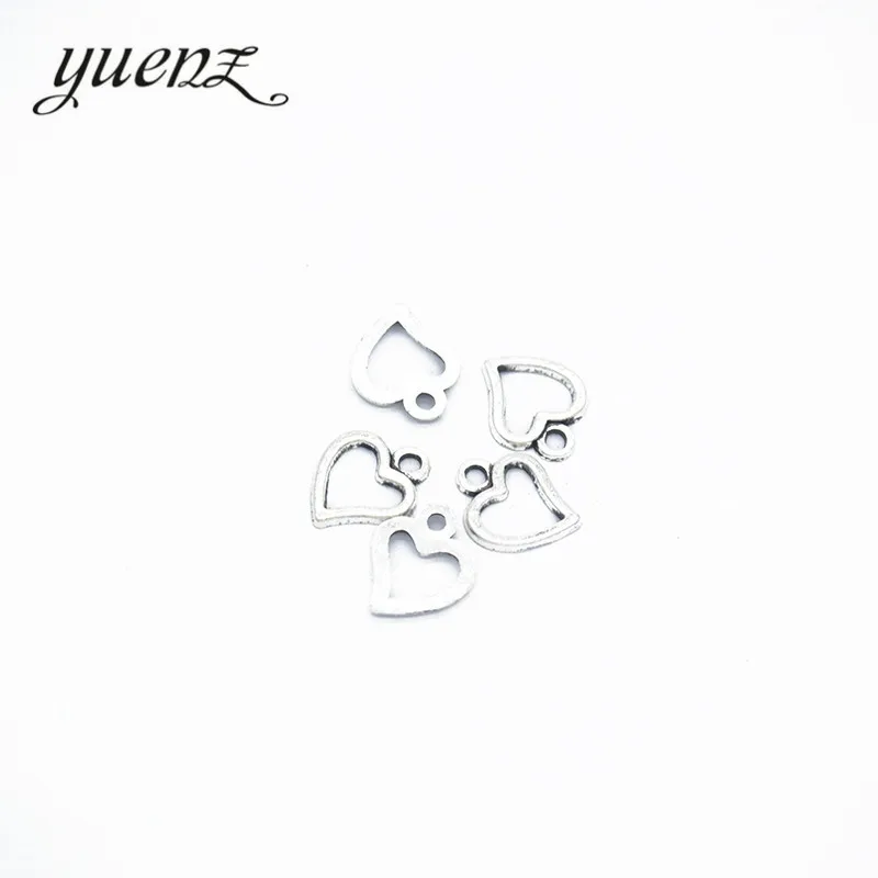 Yuenz 100 шт 6 видов цветов модные сердечки амулеты в виде металлической подвески для изготовления украшений ожерелья изделия в виде ювелирных браслетов 10*8 мм A48