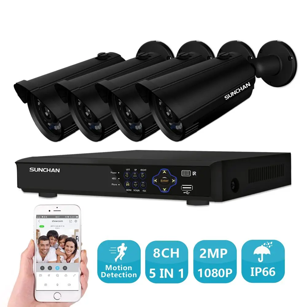 SUNCHAN 1080P 8CH Full HD AHD DVR камера безопасности Система 4*1080P DVR DIY видео комплект домашняя камера наблюдения