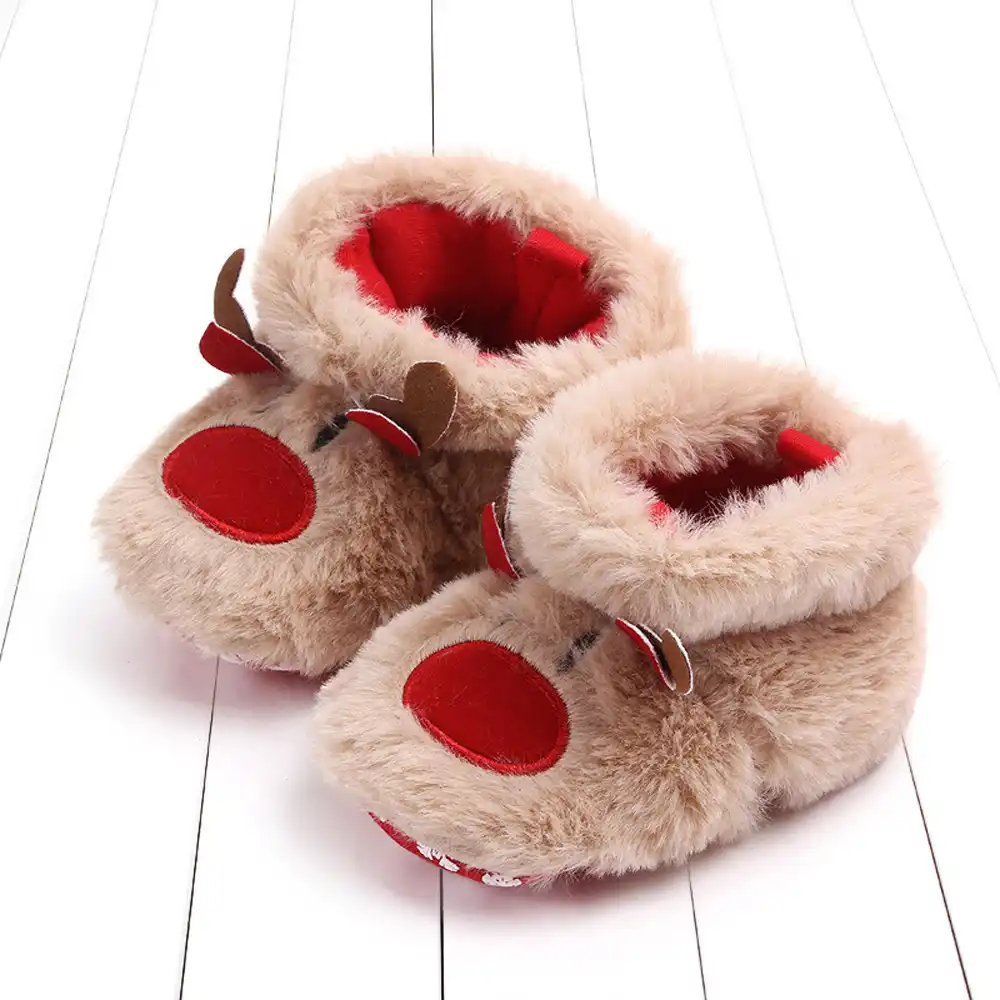 Navidad Reno Invierno Botas Infantil del Bebé Niño Cálido Botines primera Walker