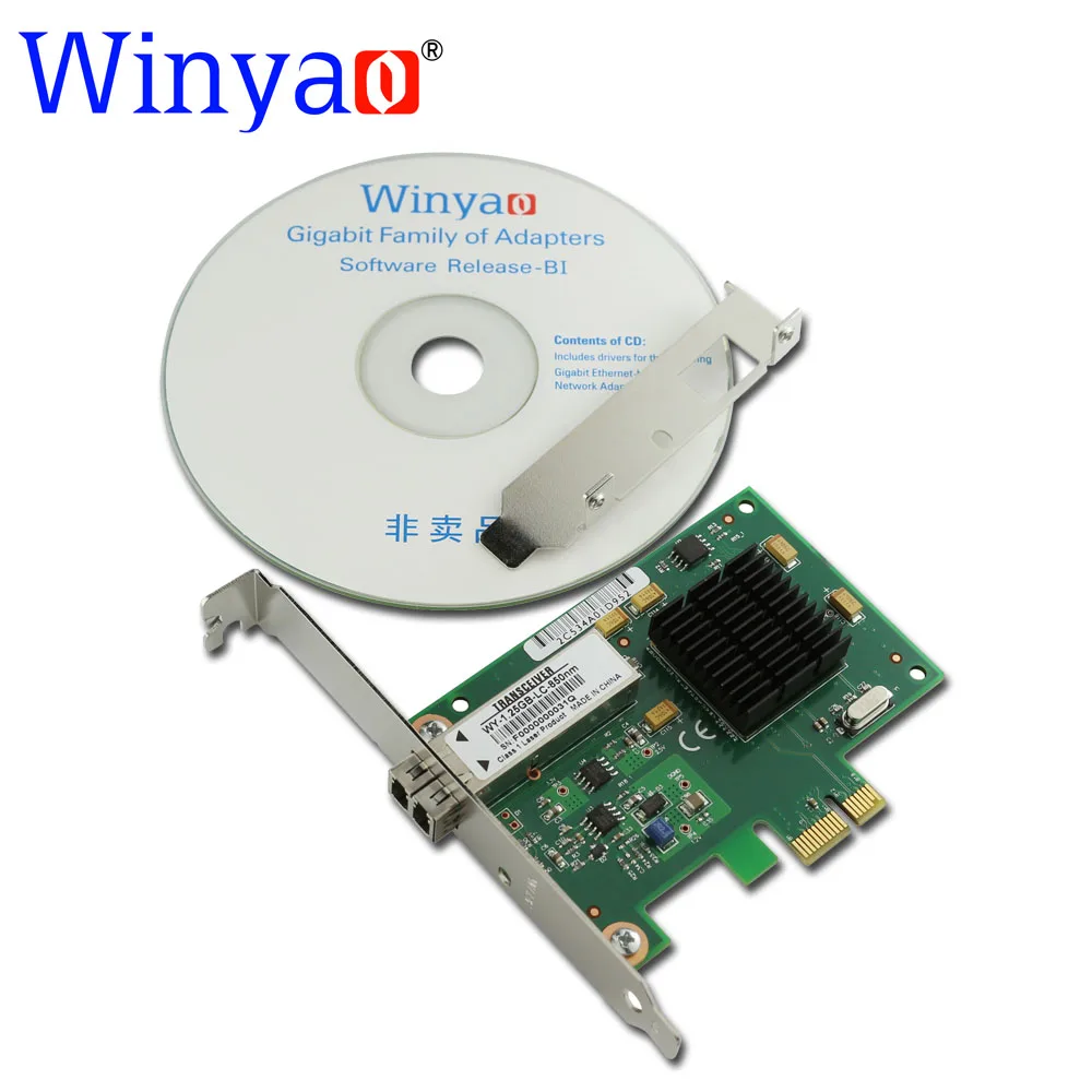 Winyao wy5715f pci-e x1 1000 Мбит/с Волокно линейных карт Гигабитного Ethernet сетевой карты адаптер 1 г 850nm lc оптический модуль для bcm5715 NIC