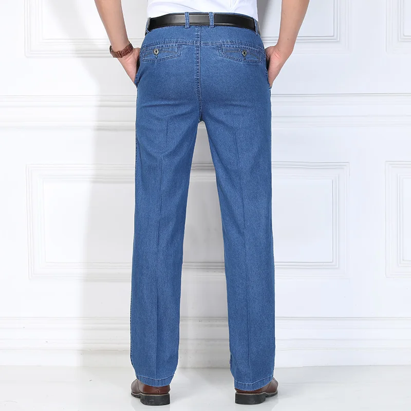 Casual Fashion Mens Qaulity Jean Cotton Classic Stretch Solid Jeans Blue Male Denim Pants Spring Autumn Men Overalls