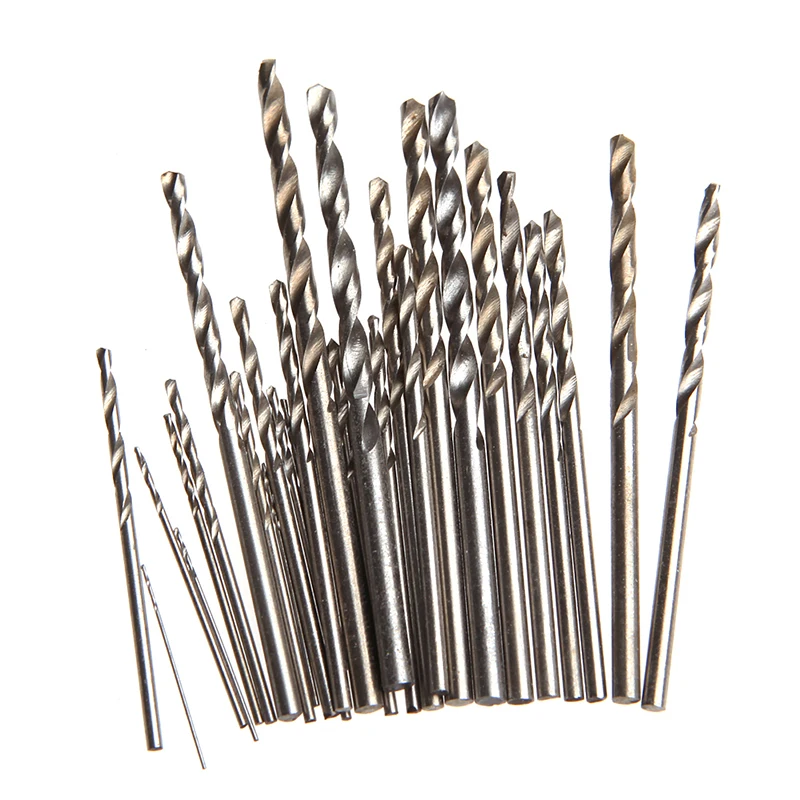  28Pcs Mini Micro HSS Twist Drill Bits Set Metric Sizes 0.3-3.0mm For PCB Crafts