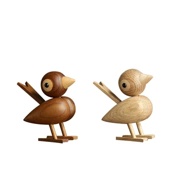 

Europe pure hand-made Sparrow puppet living room Wood Animal decoration toy for kids Creative relocation gift dolls