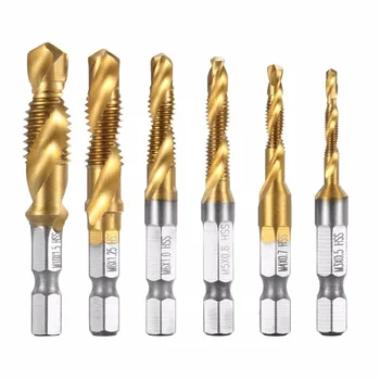 

6pcs/set Spiral Pointed Taps HSS 6542 Tapping Thread Forming Tap Drill Bits Metric Spiral Fluted Machine Screw Tap Kit M3-M10