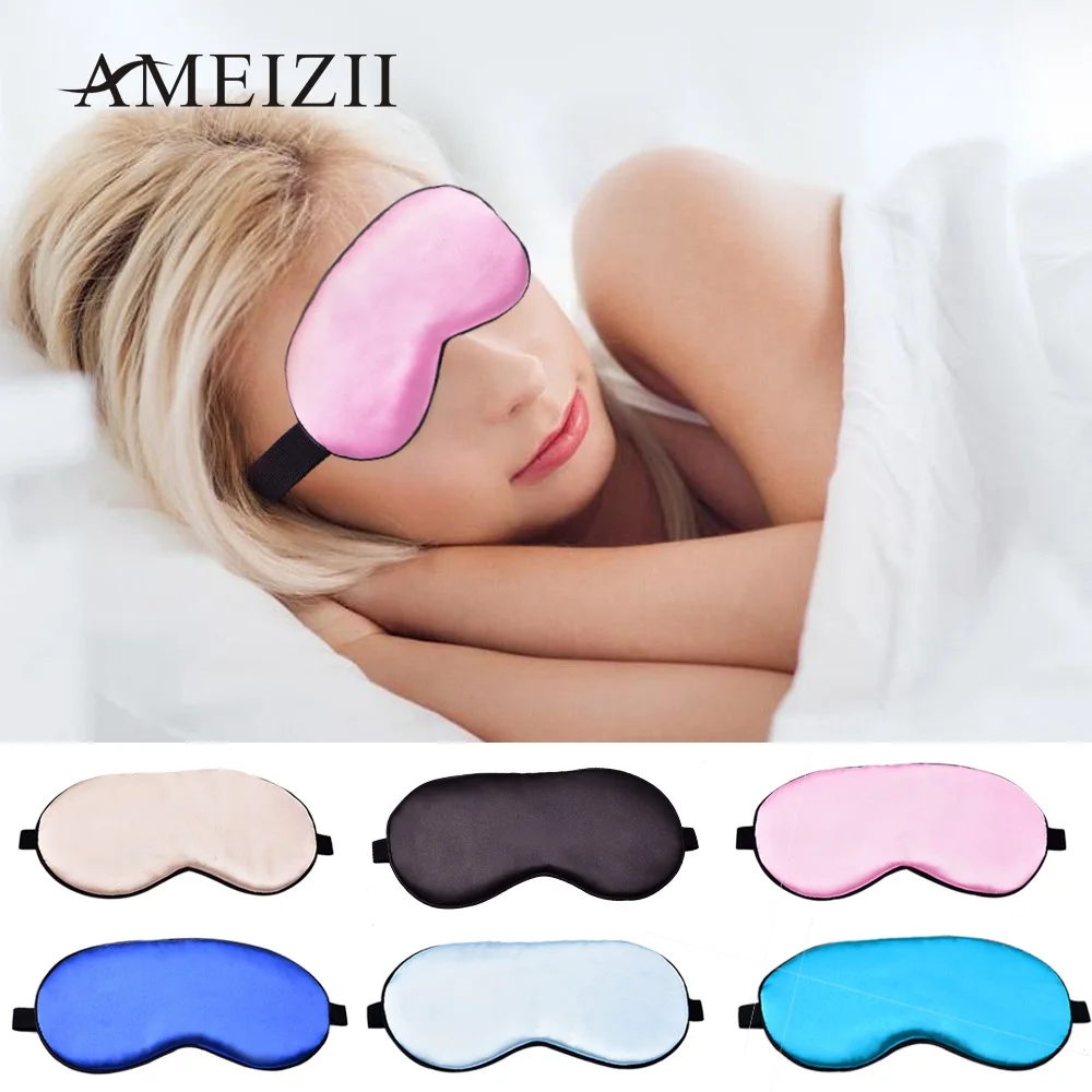 

Ameizii 1Pc 100% Silk Sleeping Eye Mask Eyeshade Cover Soft Portable For Women Men Travel Rest Relax Eyepatch Length Adjustable