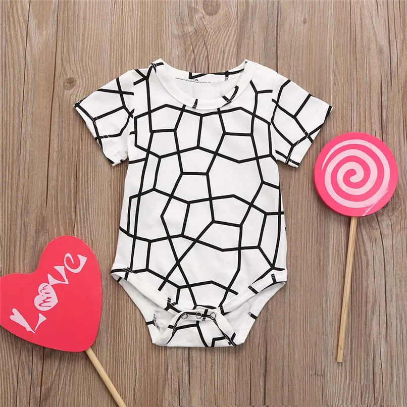 

Baby Clothes Baby Rompers For Newborns Infant Baby Short Sleeve Geometry Printed Jumpsuit Romper Baby Costume disfraz bebe#3J10