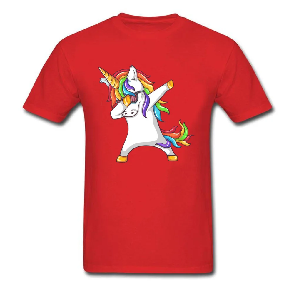 Dabbing Unicorn T Shirts Oversized Short Sleeve Normal 100% Cotton Round Neck Men's Tops Shirt Camisa Tops Tees VALENTINE DAY Dabbing Unicorn red