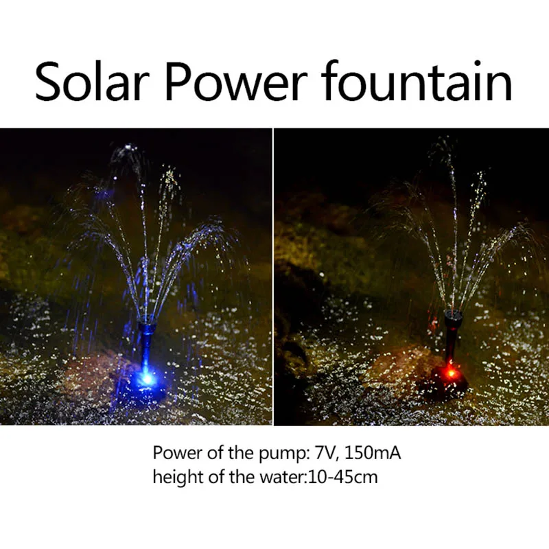 Светодиодный Солнечный водяной насос фонтан автоматический красочный для сада, озера, пруда, бассейна