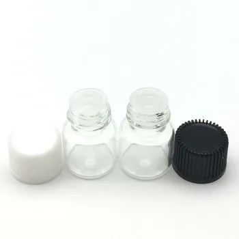 

10pcs 1ml Small Clear Essential oil Glass Bottle With No Hole Screw Cap Mini Empty Wishing Vials