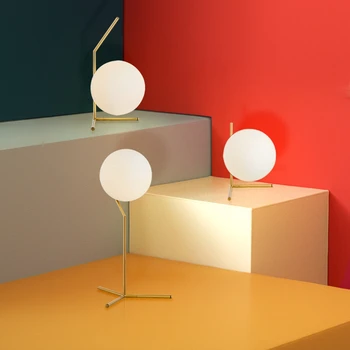 

LukLoy Modern Simple LED Table Lamp Desk Light Shade Glass Ball Table Lamp for Bedroom Living Room Floor Bedside Gold Designs