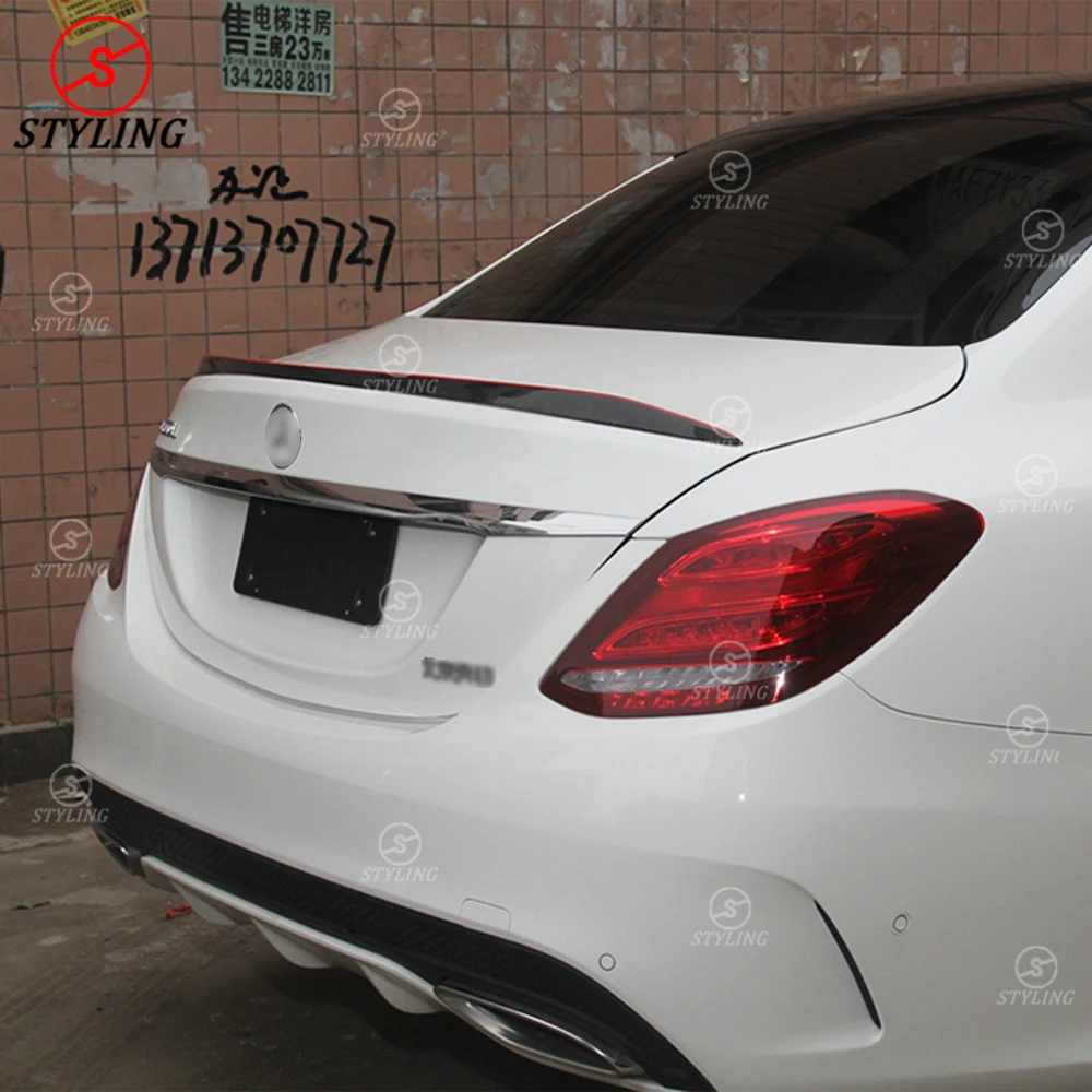 W205 седан карбоновый спойлер C63 стиль для Mercedes benz C200 C250 задний крыло с красной