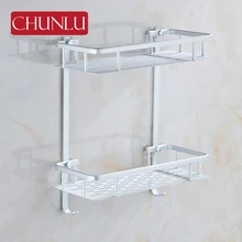 

CHUNLU 2-Layers Aluminum Bathroom Shelves Shower Soap Storage Holder Rack Tray Wall Mounted Shelf Bathroom Accessories MZWJ02