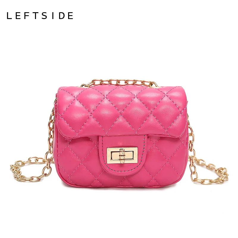 Leftside 2017 الجديدة الفتيات طفل صغير مبطن حقيبة سلسلة رسول حقيبة الكتف الأطفال الجلدية الصغيرة crossbody حقيبة محفظة