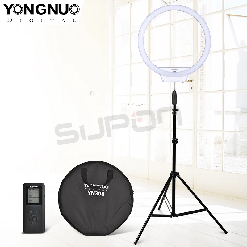 

YongNuo YN308 Ring LED Flash Light White 5500K Temperature Remote Wireless LED Video Selfie Light led lamp+ light stand