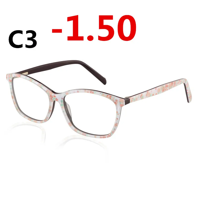 Ацетатные UV400 готовые солнечные фотохромные очки для близорукости, женские высококачественные оптические очки, оправа для очков по рецепту - Цвет оправы: C3 -1.50