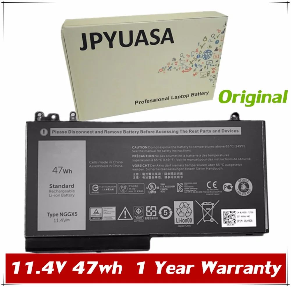 

JPYUASA 11.4V 47wh Original NGGX5 Laptop Battery For DELL Latitude E5270 E5470 M3510 E5570 E5550 Series Tablet