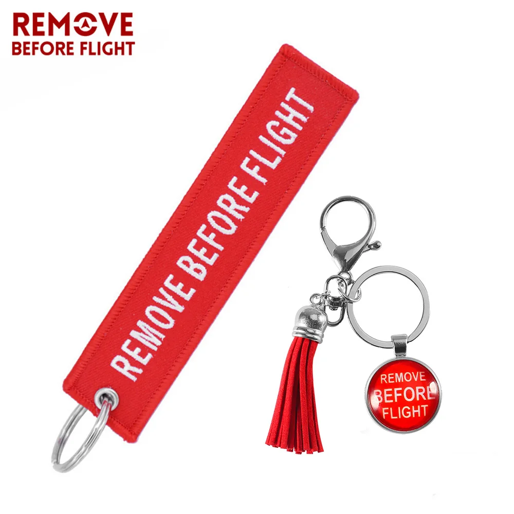 Remove Before Flight Keychain for Bags llavero Mixed 2 PCS Key Chain Jewelry Embroidery Tag