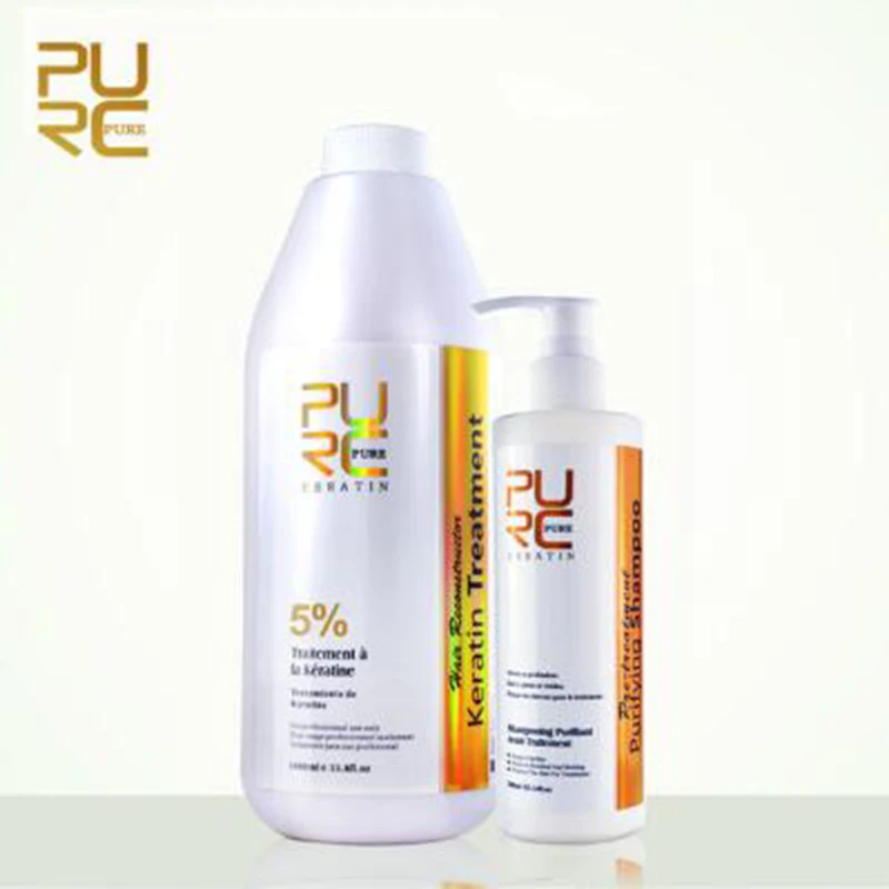 

PURC Brazilian Keratin Clean Shampoo Set 5% 1000 ml Plus 300 ml Pull Front Hair Wash Straighten Set