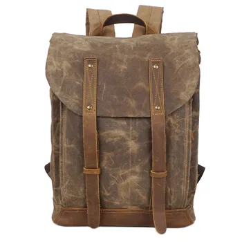 

Nesitu High Quality Waterproof Vintage Khaki Grey Army Green Canvas Women Men Backpacks 14'' Laptop Travel Bags M5162