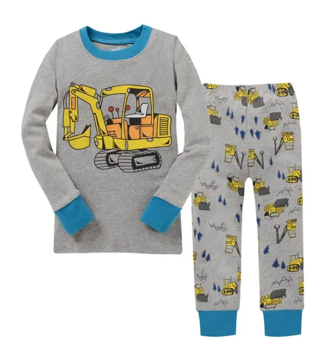 

winter&autumn toddler boy underwear pajamas set cotton boys excavator pyjamas long sleeve pijamas suit kids pyjama enfant M1