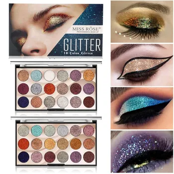 

18 Color Professional Glitter Eyeshadow Pallete Women Shinny Eye Makeup Palette Cosmetics Shimmer Shine Red Blue Eye Shadow Kit
