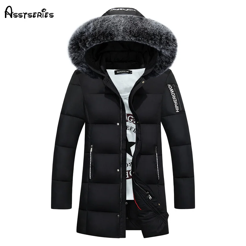 Free Shipping 2018 Winter Duck Down Jacket Men Long Slim Coat Big Fur Collar Coat Long Youth Winter Outwear Jacket D130