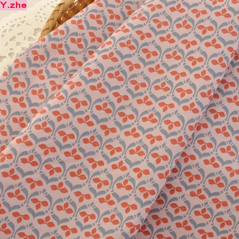 

Wide 105cm 100% Cotton Fabric Red Three-Leaf Flower Printed Cotton Fabric Patchwork Sewing Material Diy Children Clothing Dress