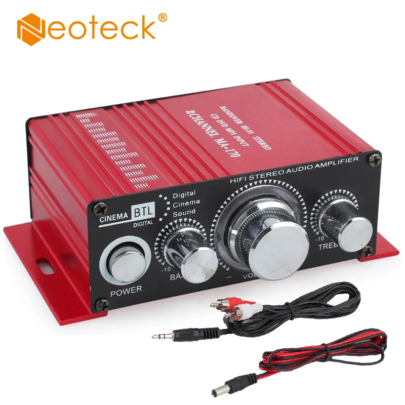Neoteck мини Hi Fi стерео 12 В аудио басы усилитель звука CD DVD MP3 вход для дома