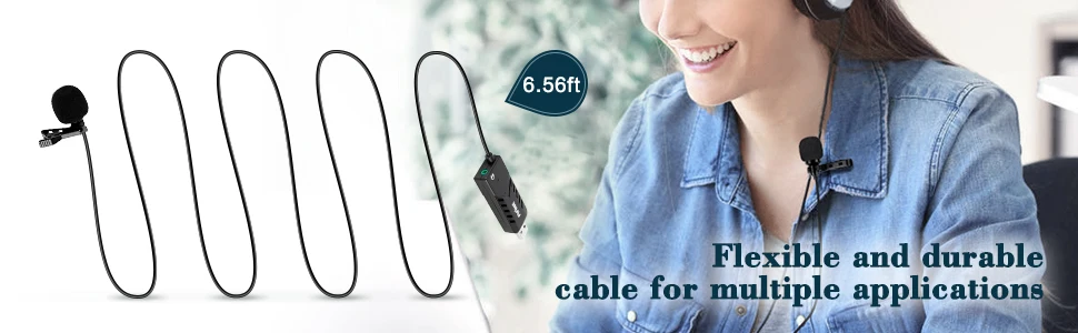 FIFINE Lavalier  Clip-on Cardioid Condenser Computer mic plug and play USB Microphone With Sound Card for PC and Mac -K053