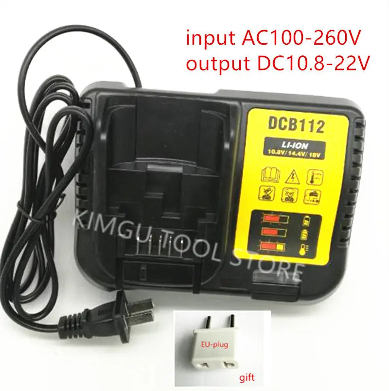 

AC100-240V Charger DCB112 Replace for Dewalt 10.8V 12V 14.4V 20V DCD778 DCD777 DCD771 DCD716 DCD710 DCD813 DCF815 DCF813 Charger