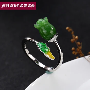 

2019 Sunflower finger Adjustable Ring 100% 925 Sterling Silver Jewelry Women Mosaic jasper Rose Statement Wedding Toe Ring R15