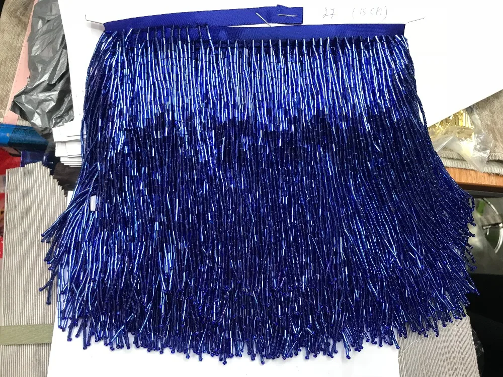 

Handmade 15cm wide beaded fringe trimming,5yard, about 270 beads threads/yard PXDYS