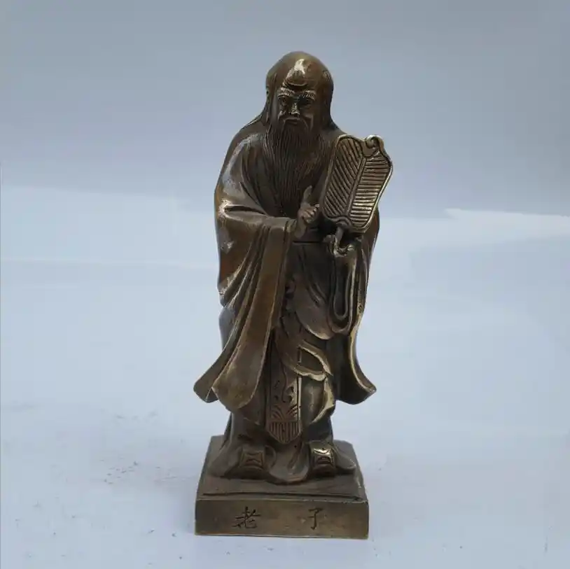 YULING Statua in Bronzo di Rame Puro di Lao Tzu Moralit/à Tianzun Statua di Lao Tzu per Aiutare La Carriera Ornamenti per La Decorazione della Casa Artigianato in Bronzo