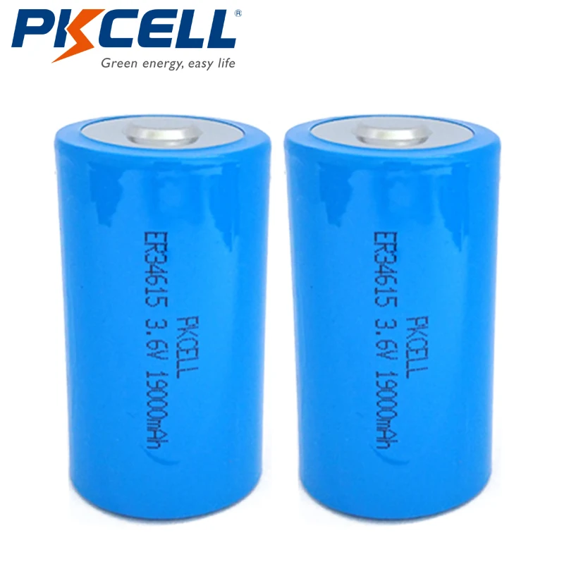 

2Pcs*PKCELL 3.6V D size ER34615 19000mAH Li-lion Battery for water/electricity meter