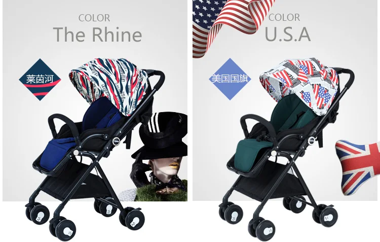 Громких двусторонний свет детская коляска может сидеть быстрого складывания Коляски Baby зонтик шок машинок