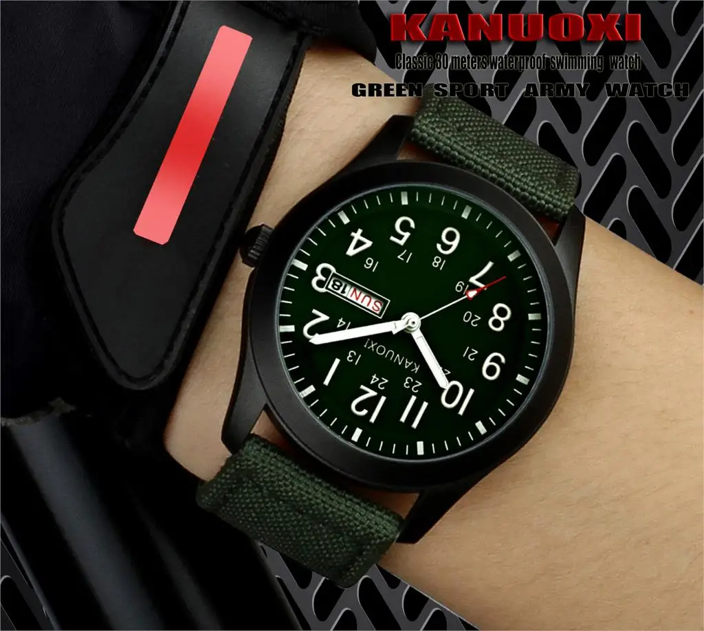 KANUOXI брендовые аналоговые кварцевые часы мужские водонепроницаемые Модные Повседневные спортивные часы мужские нейлоновые наручные часы Relogio Masculino