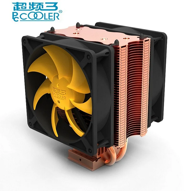 Pccooler cpu cooler double fan 9cm quiet 2 copper heatpipes cpu cooling